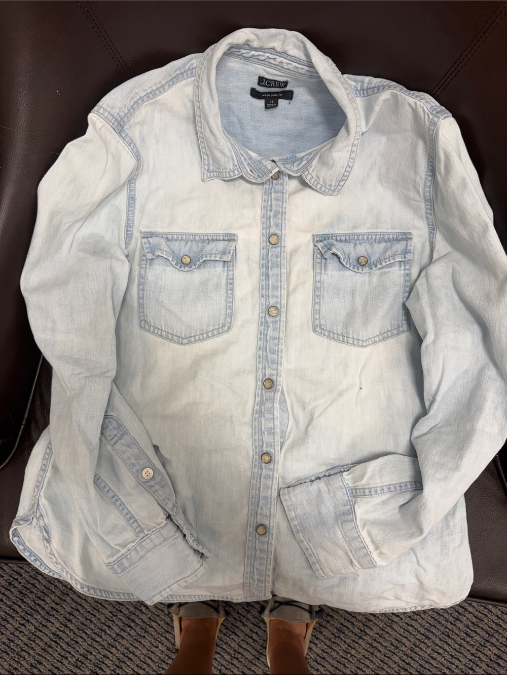 J. Crew Light Wash Denim Shirt Jacket - Pale Blue